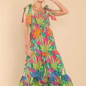 Proper Paradise Fuchsia Tropical Print Maxi Dress
